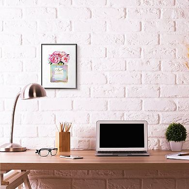 Stupell Home Decor Pink Flower Perfume Framed Wall Art