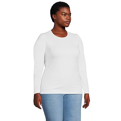 Plus Size Lands' End Long Sleeve Lightweight Jersey Crewneck Top