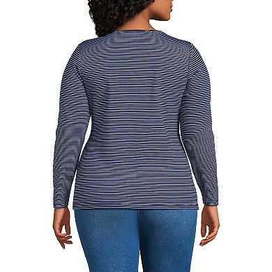 Plus Size Lands' End Long Sleeve Lightweight Jersey Crewneck Top