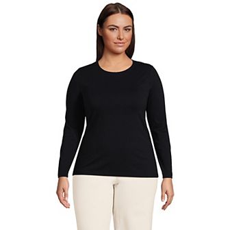 Plus Size Lands' End Long Sleeve Lightweight Jersey Crewneck Top