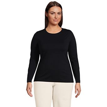 Plus Size Lands' End Long Sleeve Lightweight Jersey Crewneck Top