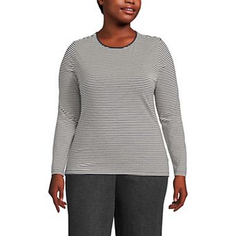 Plus Size Lands' End Long Sleeve Lightweight Jersey Crewneck Top