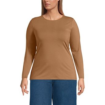 Plus Size Lands' End Long Sleeve Lightweight Jersey Crewneck Top