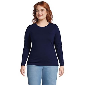 Plus Size Lands' End Long Sleeve Lightweight Jersey Crewneck Top