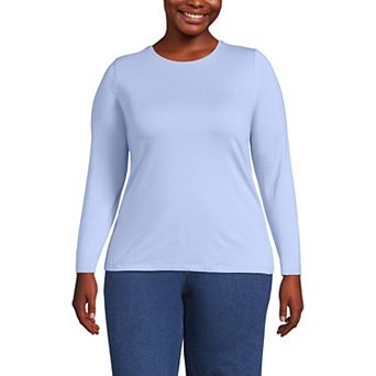 Plus Size Lands' End Long Sleeve Lightweight Jersey Crewneck Top