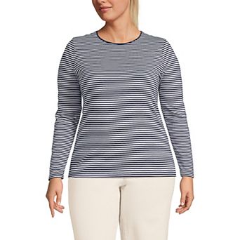 Plus Size Lands' End Long Sleeve Lightweight Jersey Crewneck Top