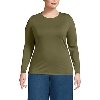Plus Size Lands' End Long Sleeve Lightweight Jersey Crewneck Top