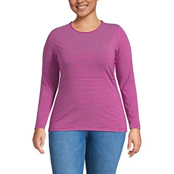 Plus Size Lands' End Long Sleeve Lightweight Jersey Crewneck Top