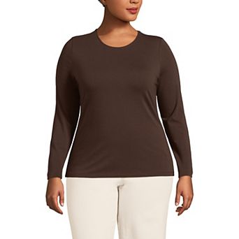 Plus Size Lands' End Long Sleeve Lightweight Jersey Crewneck Top