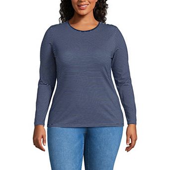 Plus Size Lands' End Long Sleeve Lightweight Jersey Crewneck Top