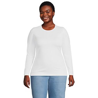 Plus Size Lands' End Long Sleeve Lightweight Jersey Crewneck Top