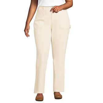 Plus Size Lands' End Denim High Rise Straight Leg Utility Jeans