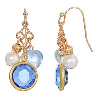 1928 Channel Heart Charm Drop Earrings