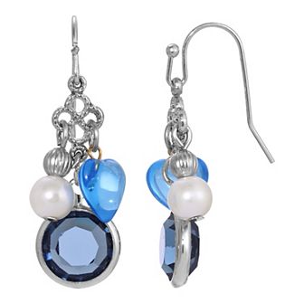 1928 Channel Heart Charm Drop Earrings