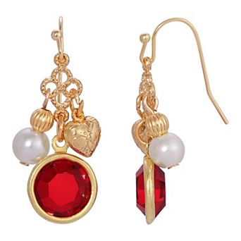 1928 Channel Heart Charm Drop Earrings