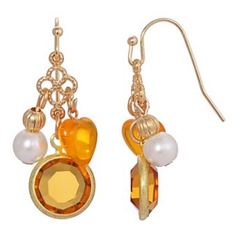 1928 Channel Heart Charm Drop Earrings