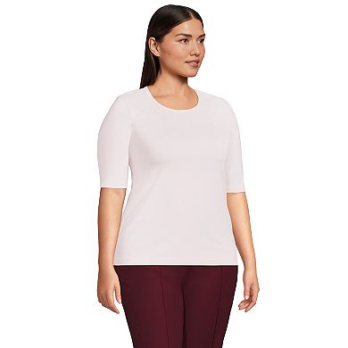 Plus Size Lands' End Elbow Sleeve Jersey Crewneck Top