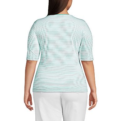 Plus Size Lands' End Elbow Sleeve Jersey Crewneck Top