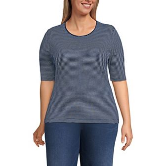 Plus Size Lands' End Elbow Sleeve Jersey Crewneck Top