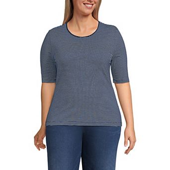Plus Size Lands' End Elbow Sleeve Jersey Crewneck Top