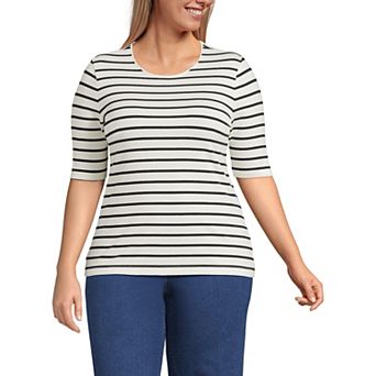 Plus Size Lands' End Elbow Sleeve Jersey Crewneck Top