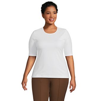 Plus Size Lands' End Elbow Sleeve Jersey Crewneck Top