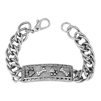1928 Crystal Bone And Paw Bar Link Bracelet