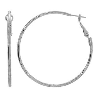 1928 Thin Textured Hoop Earrings