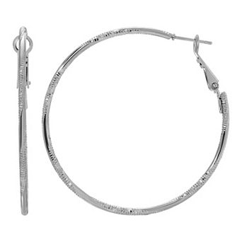 1928 Thin Textured Hoop Earrings