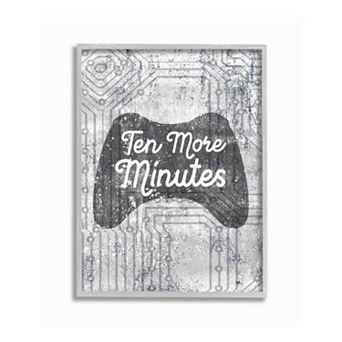 Stupell Home Decor Ten More Minutes Video Game Controller Framed Wall Art- Size Small