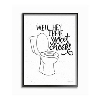 Stupell Home Decor Sweet Cheeks Toilet Framed Wall Art- Size 24x30