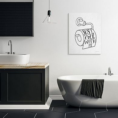 Stupell Home Decor Just Roll With It Toilet Canvas Wall Art