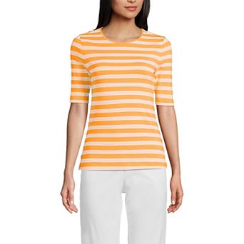 Women's Lands' End Elbow Sleeve Lightweight Cotton Modal Crew Neck Tee