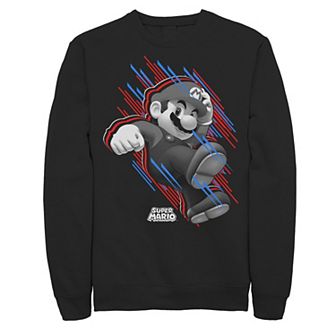 Big & Tall Nintendo Super Mario Bros Fast Stripes Fleece Sweatshirt