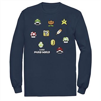 Big & Tall Nintendo Super Mario World Items Scatter Long Sleeve