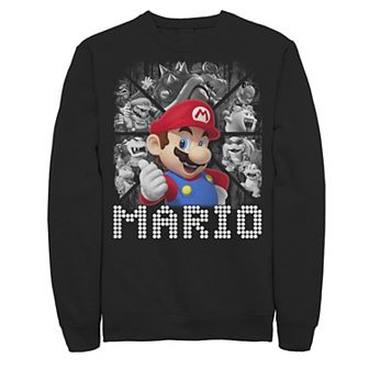 Big & Tall Nintendo Super Mario Bros Characters Background Fleece Sweatshirt