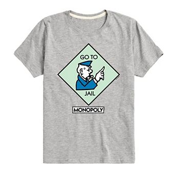 Boys 8-20 Monopoly Go To Jail Square Graphic Tee
