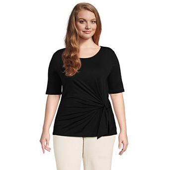 Women's Plus Size Lands' End Lightweight Jersey Tie Front Top