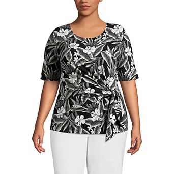 Women's Plus Size Lands' End Lightweight Jersey Tie Front Top