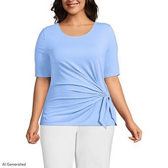 Women's Plus Size Lands' End Lightweight Jersey Tie Front Top