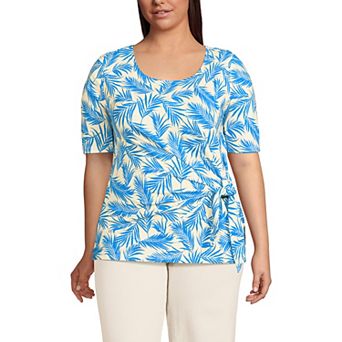 Women's Plus Size Lands' End Lightweight Jersey Tie Front Top