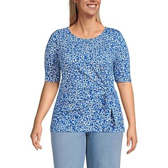Women's Plus Size Lands' End Lightweight Jersey Tie Front Top