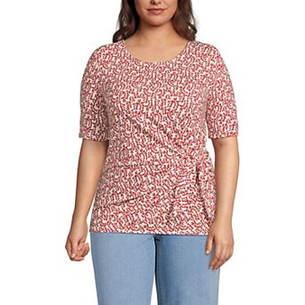 Women's Plus Size Lands' End Lightweight Jersey Tie Front Top