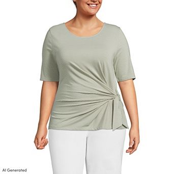 Women's Plus Size Lands' End Lightweight Jersey Tie Front Top
