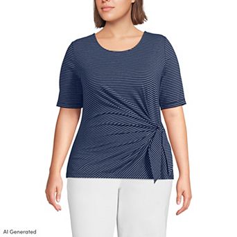 Women's Plus Size Lands' End Lightweight Jersey Tie Front Top