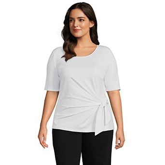 Women's Plus Size Lands' End Lightweight Jersey Tie Front Top
