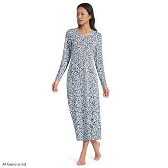 Women's Tall Lands' End Long Sleeve Midcalf Nightgown