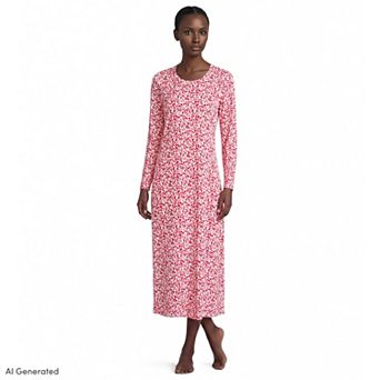 Women's Tall Lands' End Long Sleeve Midcalf Nightgown
