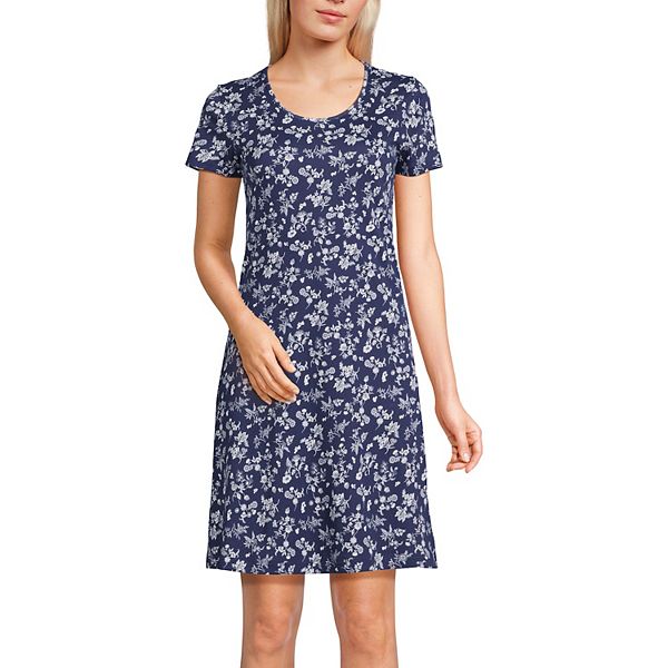 Women's Lands' End Cotton Short Sleeve Knee Length Nightgown
