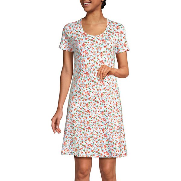 Women's Lands' End Cotton Short Sleeve Knee Length Nightgown